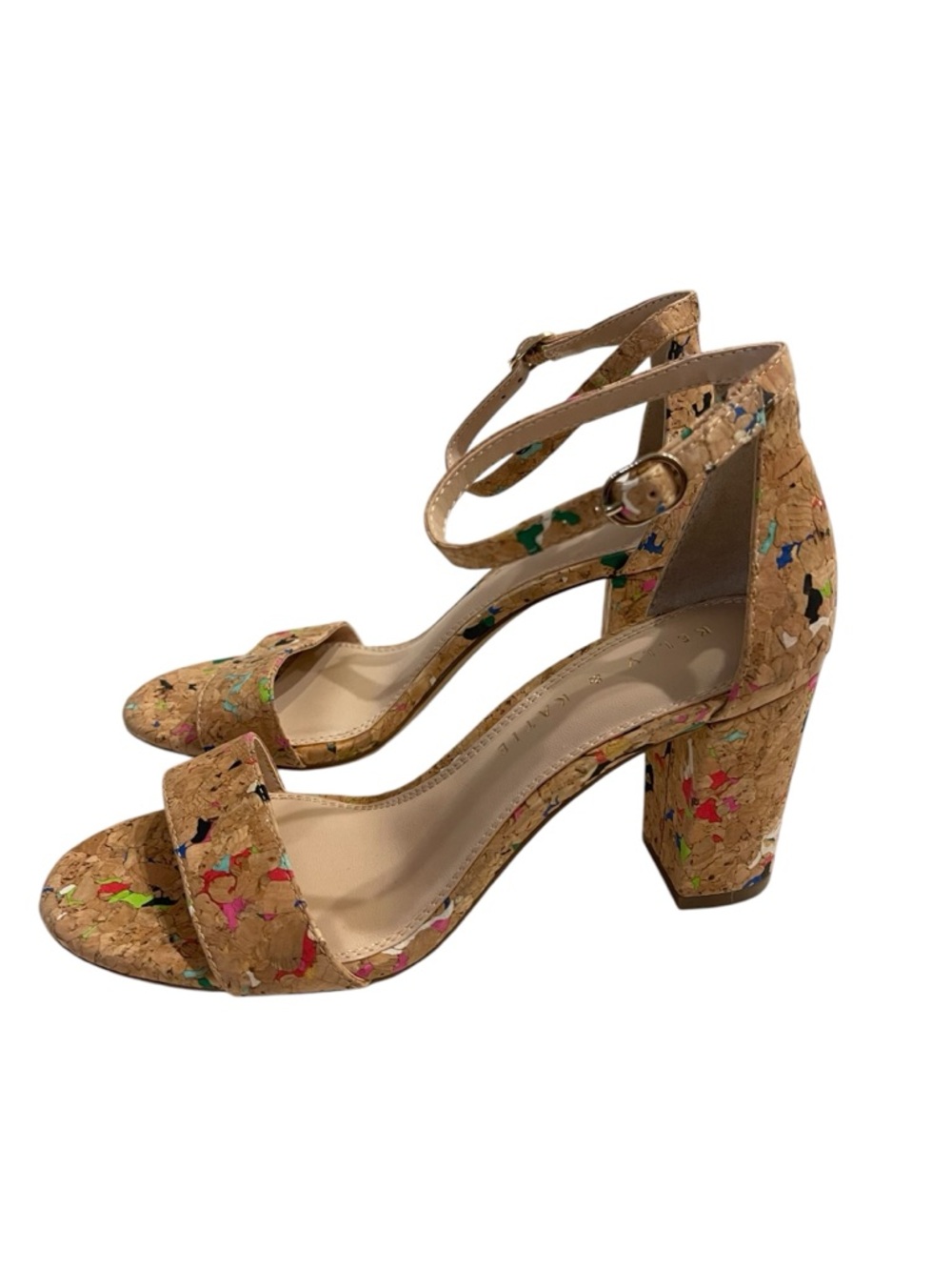Kelly & Katie Cork Multicolor Confetti Block Heel Sandals - Picture 2 of 5